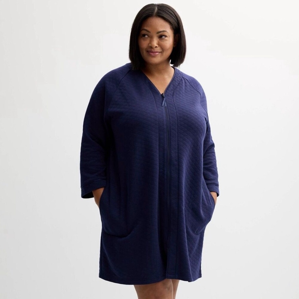 Quilted Navy Women's Robe